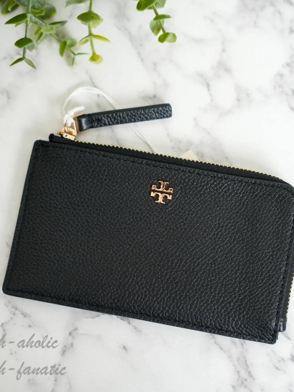 Tory Burch Blake Zip Card Case Leather Wallet in Black NWT
